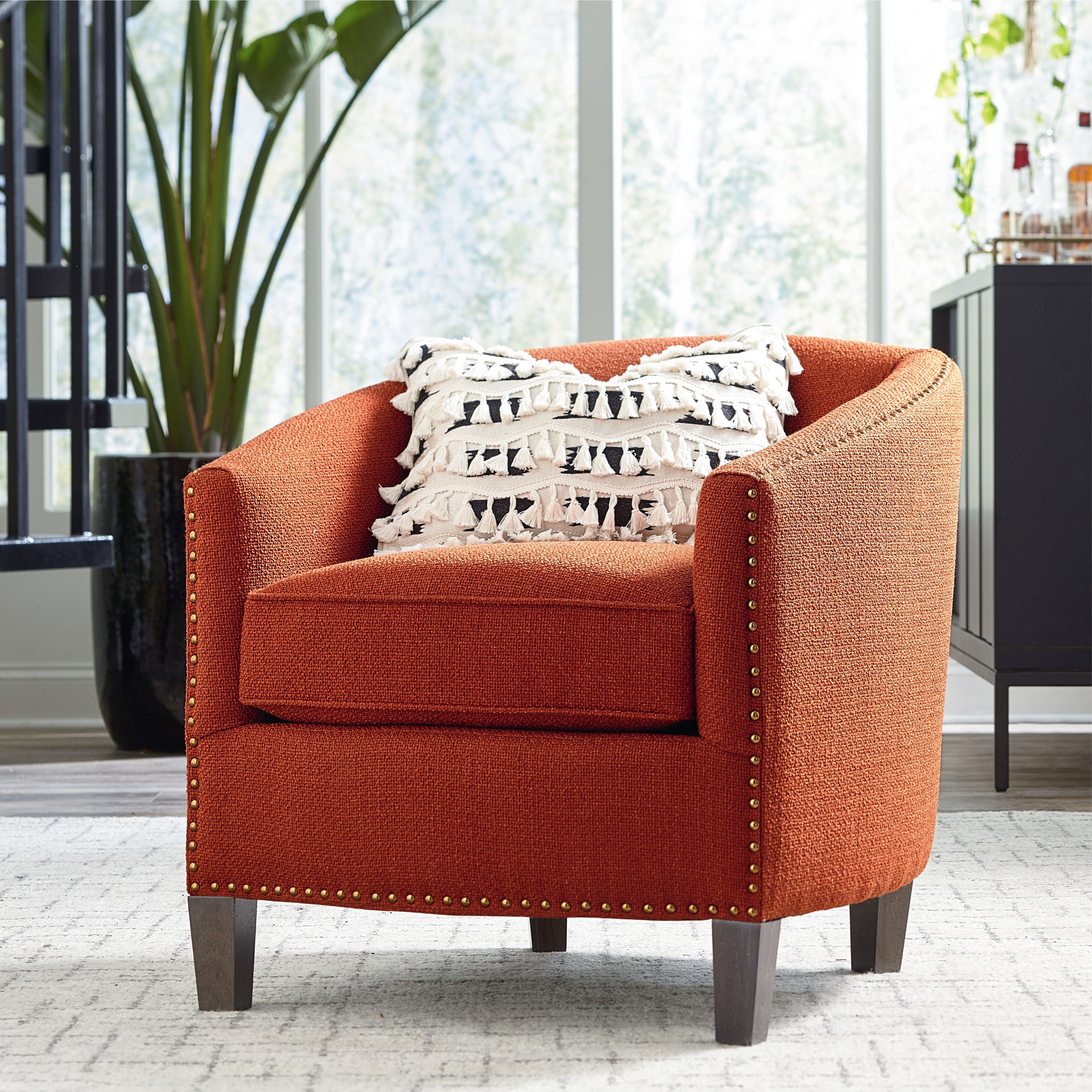 Orange leather accent clearance chair